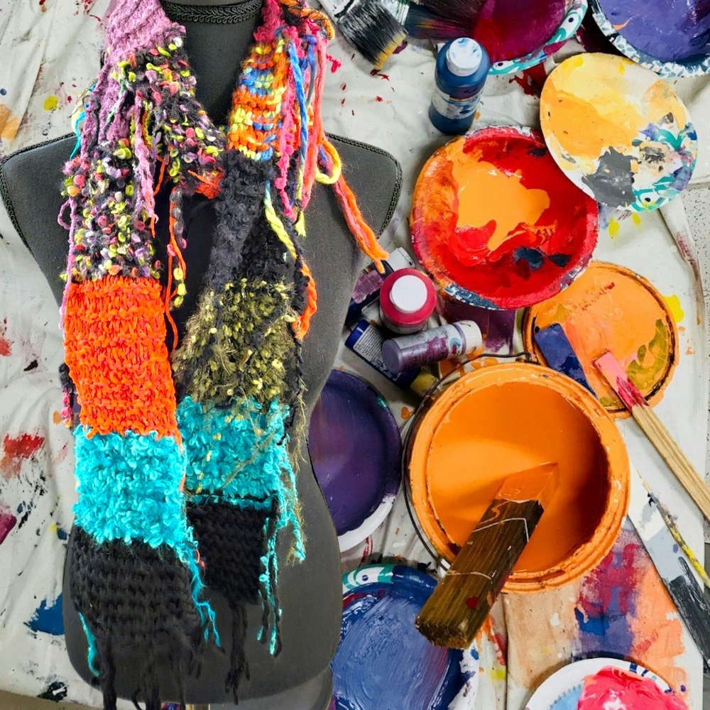 Steve Madden Colorful Knitted Scarf
